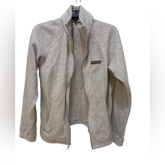 Columbia Light Gray Zip-Up Fleece - Picture 1 of 7